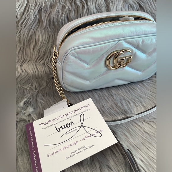NEW! GUCCI•GG Iridescent Chevron Matelasse Quilted Camera Bag - Picture 8 of 14